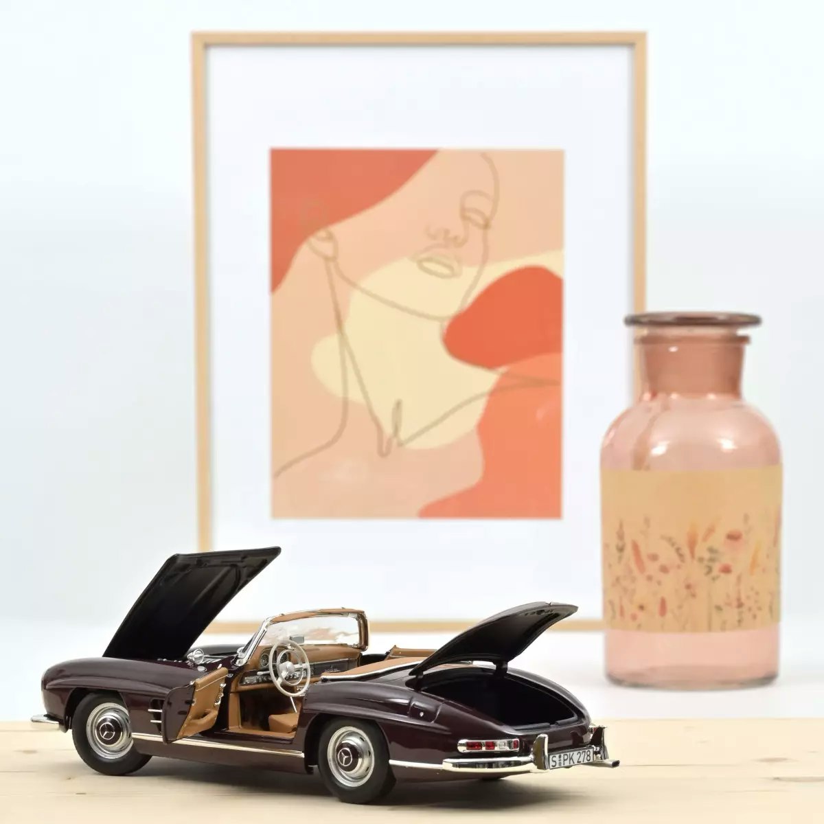 Skala 1/18 Mercedes-Benz 300 SL Roadster 1957 Dark Red fr Norev