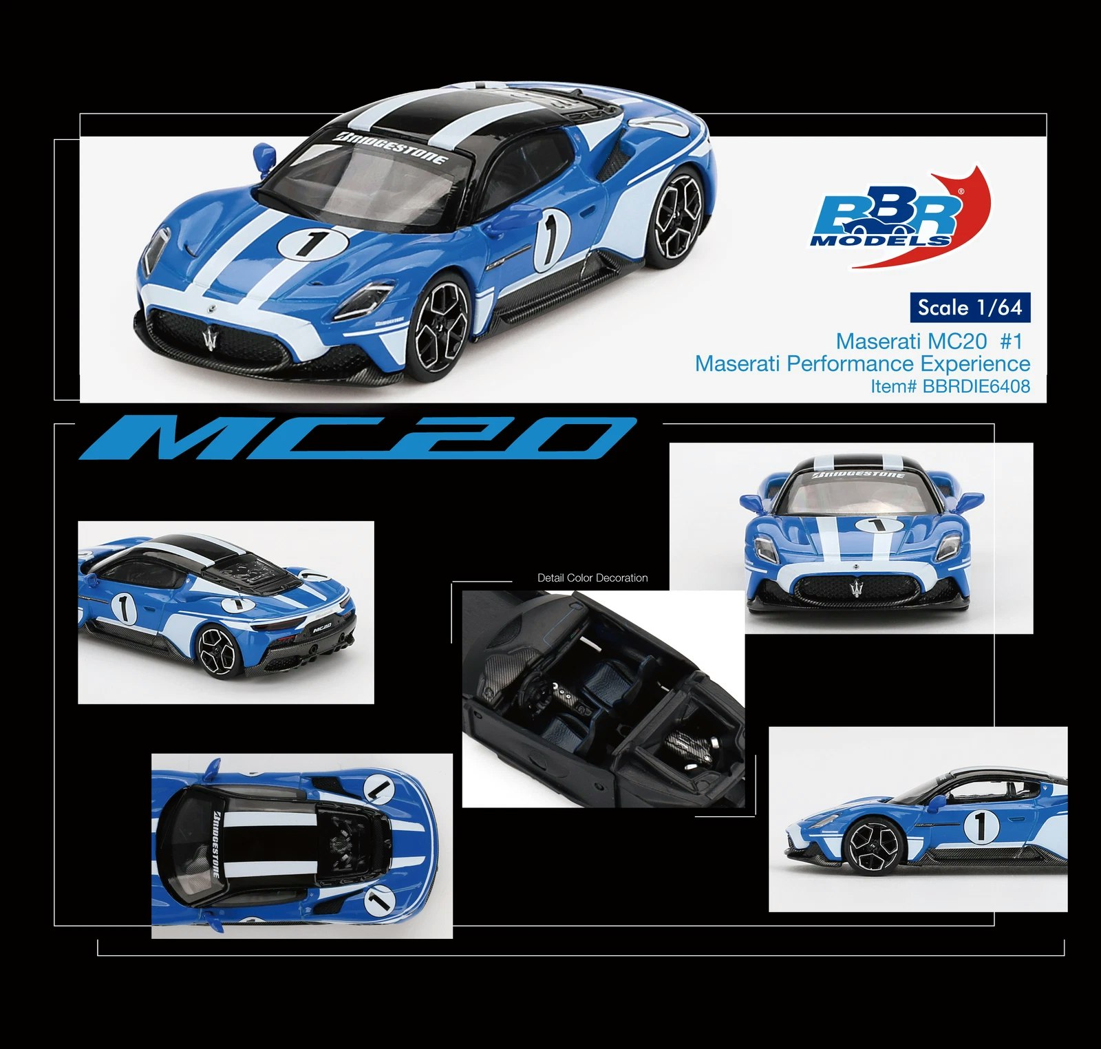Skala 1/64 Maserati MC20 #1 Maserati Performance Experience fr BBR Models