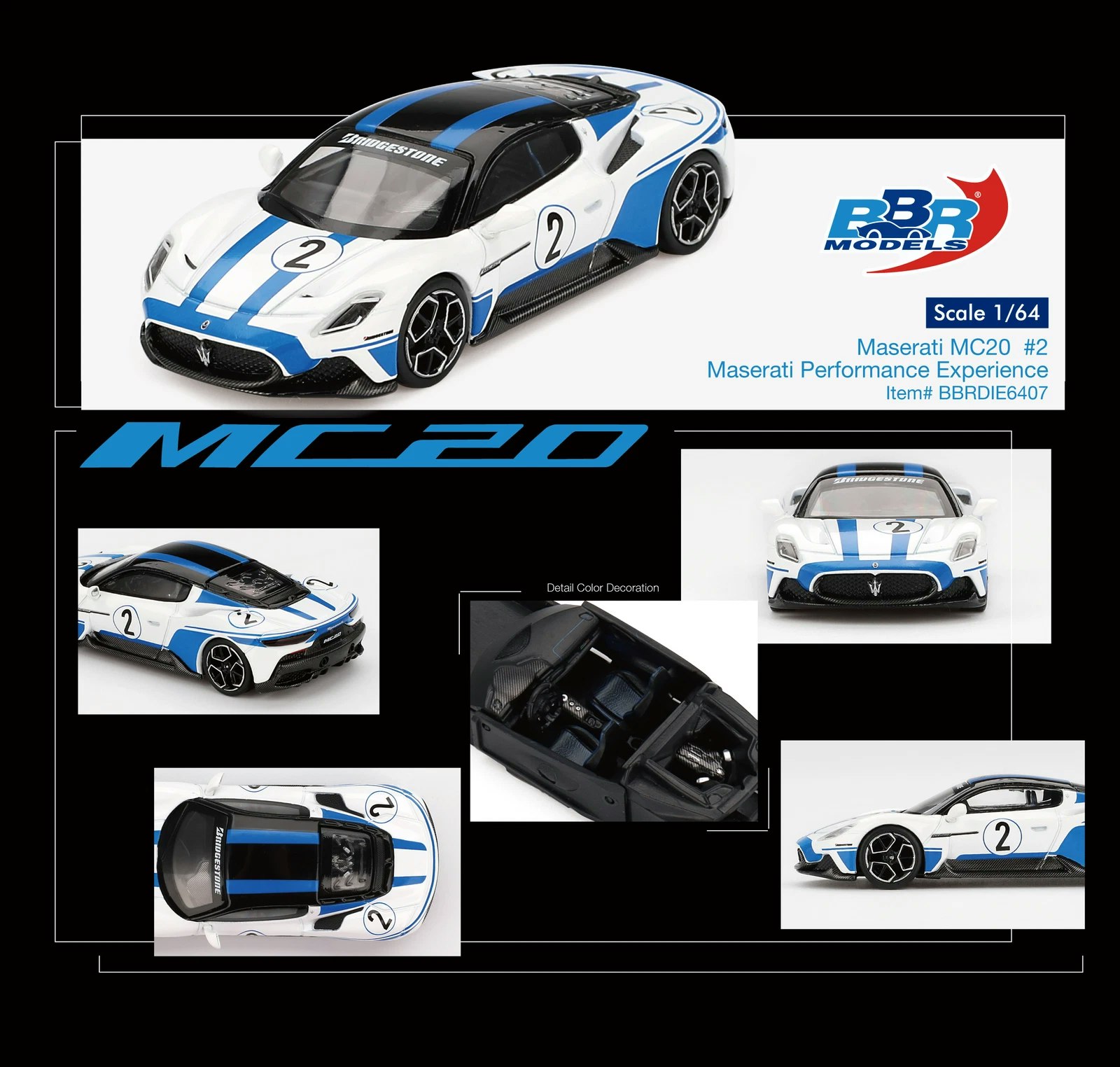 Skala 1/64 Maserati MC20 #2 Maserati Performance Experience fr BBR Models