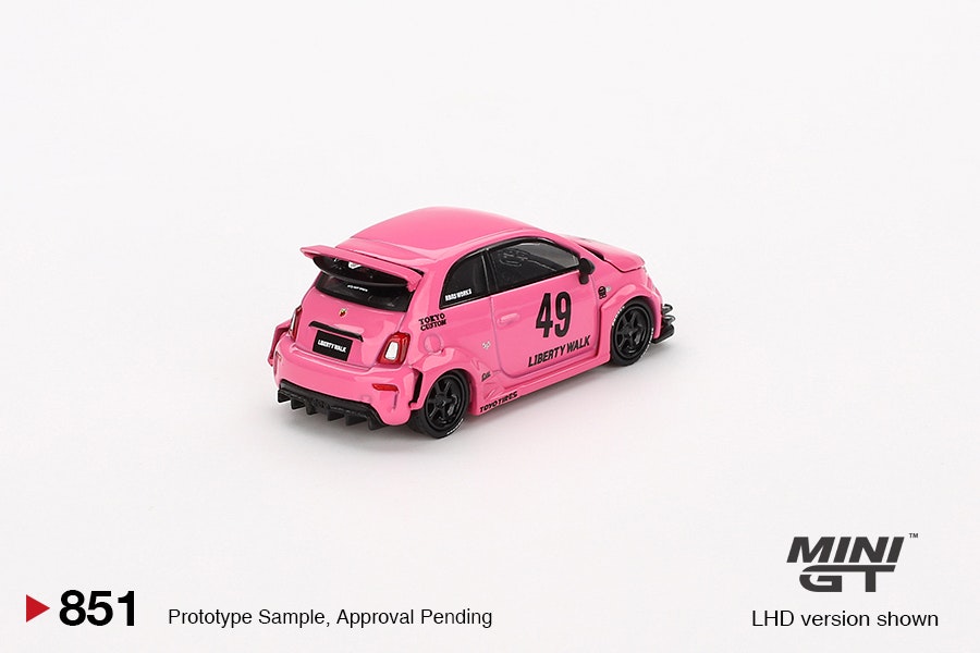 Skala 1/64 ABARTH 595 LB-WORKS x Abas Works Pink fr MINI GT (GT851)