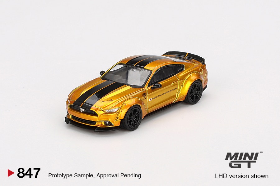 Skala 1/64 LB-WORKS FORD MUSTANG LB Gold fr MINI GT (GT847)