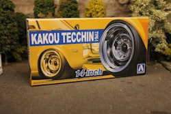 Skala 1/24 Tyres & Rims for plastic models: KAKOU TECCHIN type-1 14 inch fr AOSHIMA