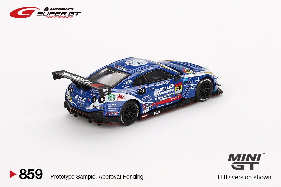 Skala 1/64 Nissan GT-R NISMO GT3 #56 " REALIZE NISSAN MECHANIC CHALLENGE GT-R" 2023 SUPER GT SERIES fr MINI GT (859)