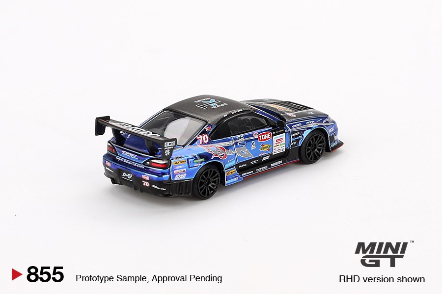 Skala 1/64 Nissan Silvia (S15) D-MAX #70 D-MAX Racing 2023 D1 Grand Prix fr MINI GT (855)