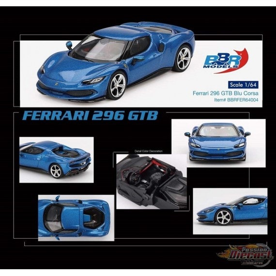 Skala 1/64 Ferrari 296 GTB Blu Corsa fr BBR Models (BBRFER64004)
