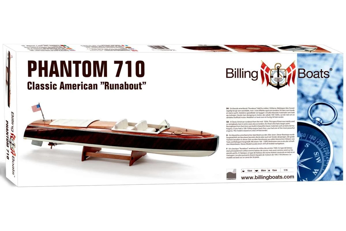 Skala 1/15 Building kit - Phantom 710 Classic American "Runabout" - fr Billing Boats - Wooden hull