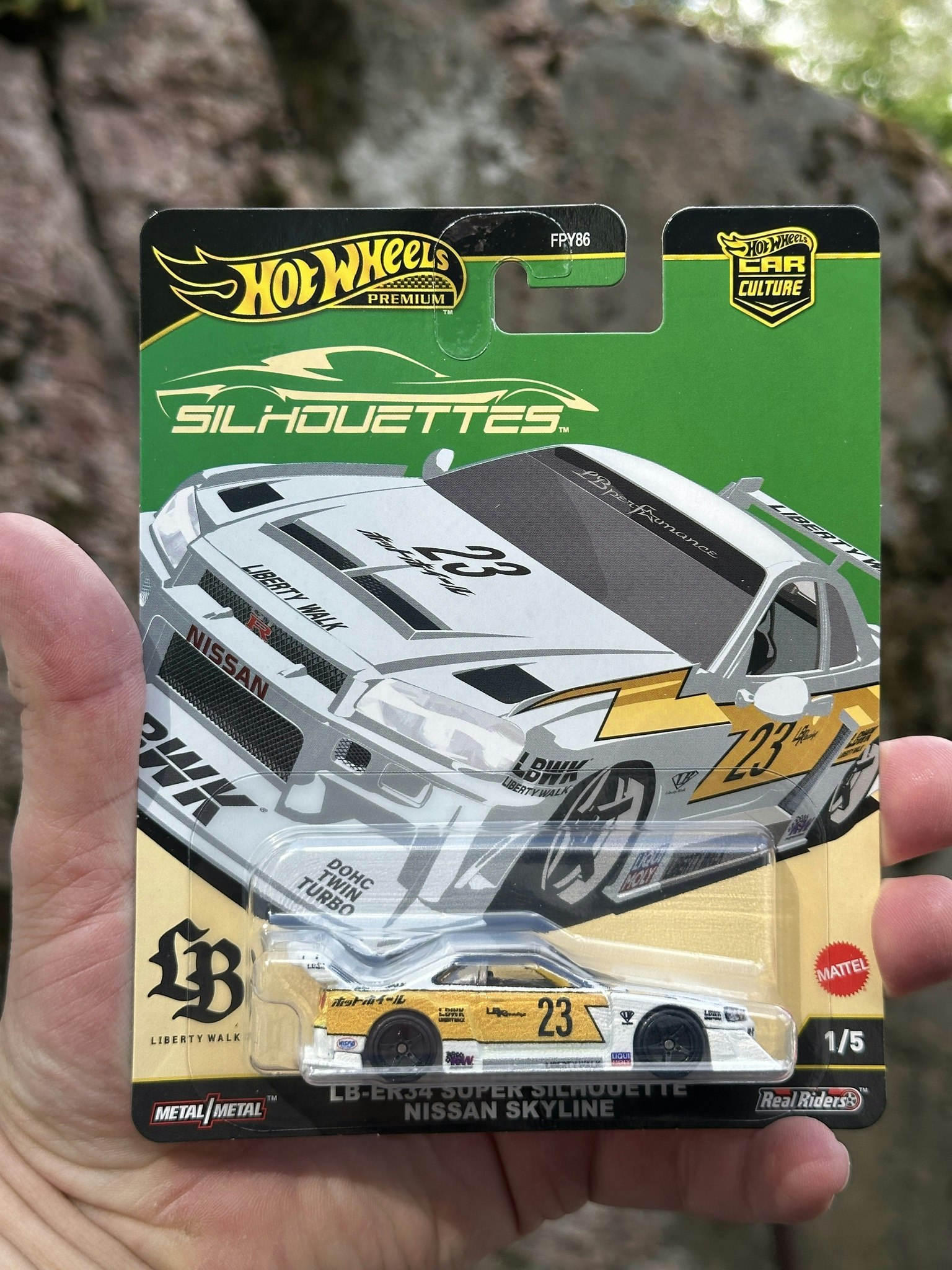 Skala 1/64 Hot Wheels Premium, Car Culture: LB-ER34 Super Silhouette Nissan Skyline "Silhouettes"
