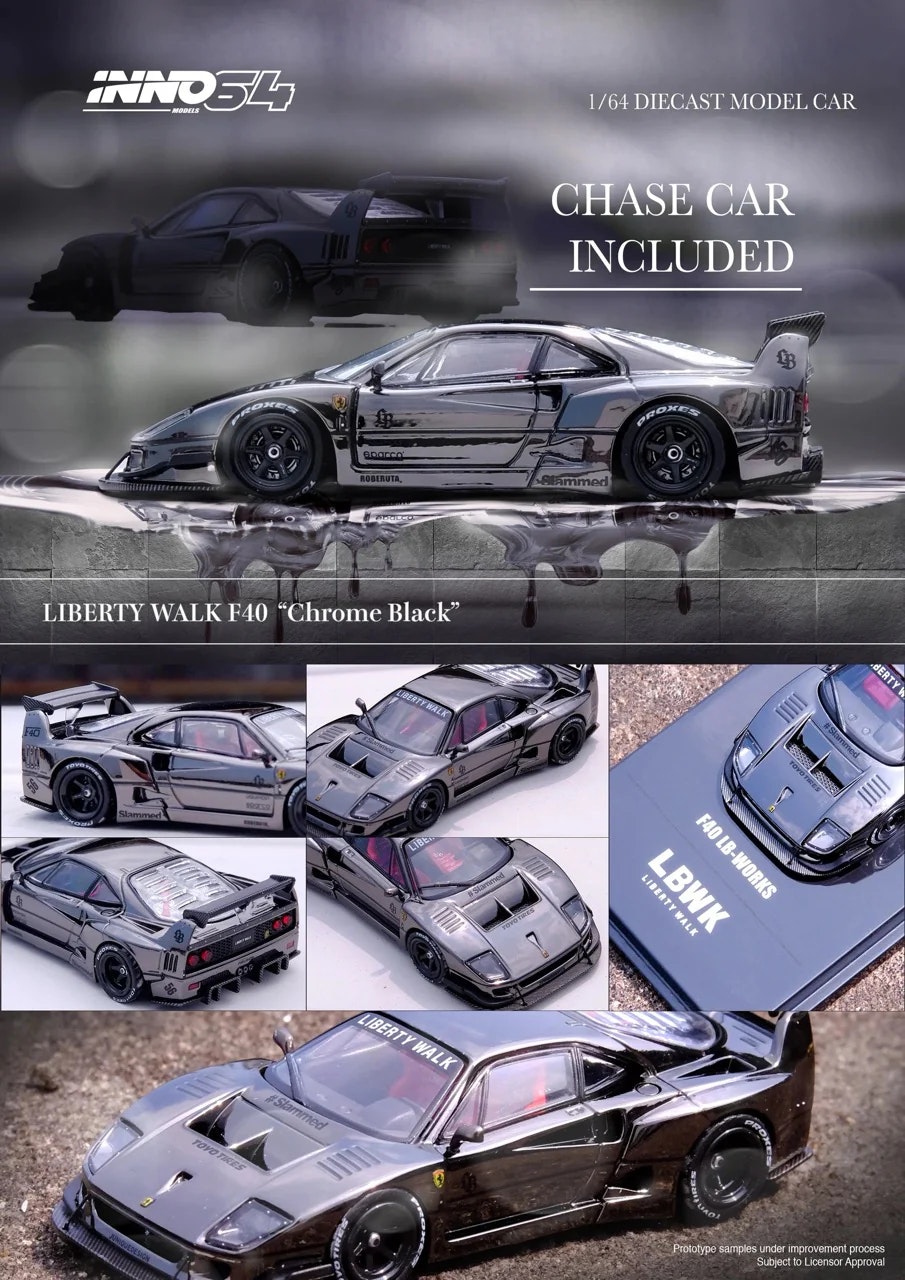 Skala 1/64 Liberty Walk - F40, Crome black fr Inno64