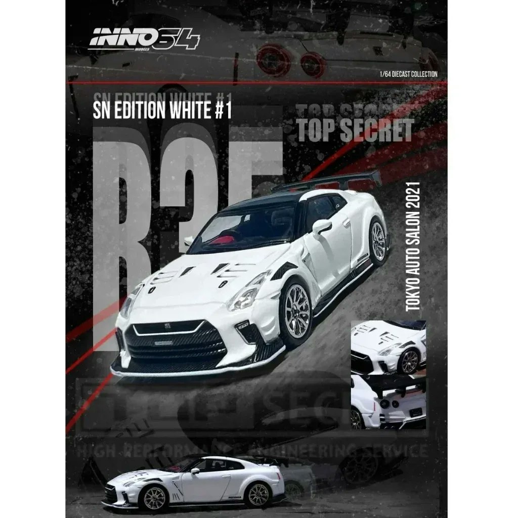 Skala 1/64 Nissan GT-R (R35) "Top Secret" Tokyo Auto salon 2021 fr Inno64
