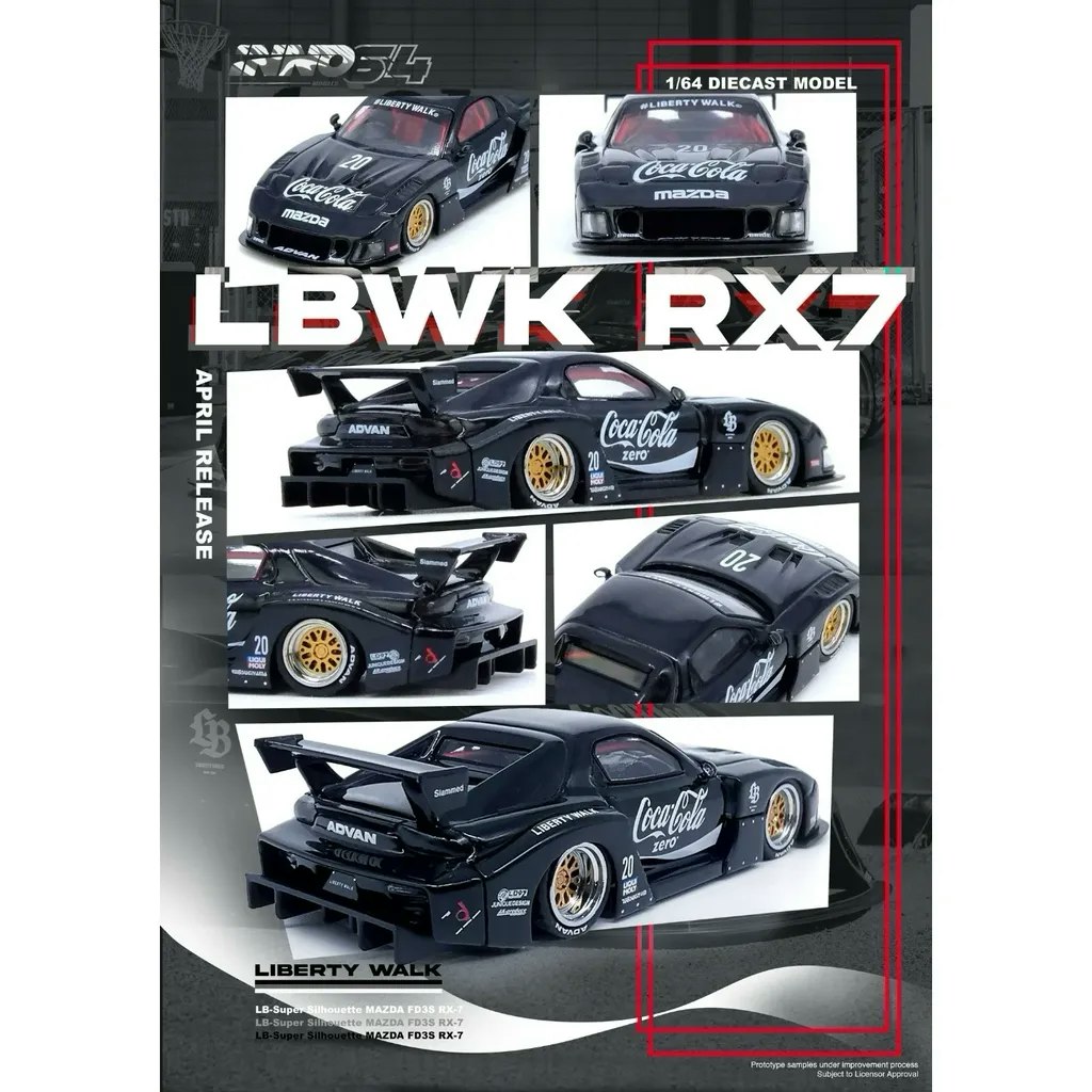 Skala 1/64 LBWK RX7 (FD3S) LB-Super Silhouette "Coca cola" Black fr Inno64