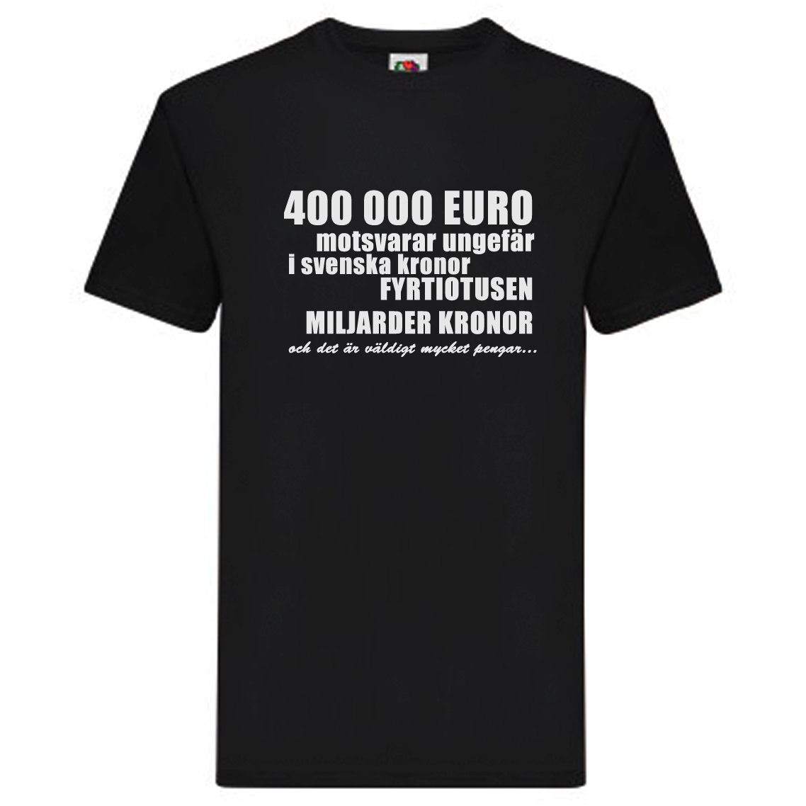 T-Shirt - 400 000 Euro, motsvarar fyrtiotusen miljarder kronor