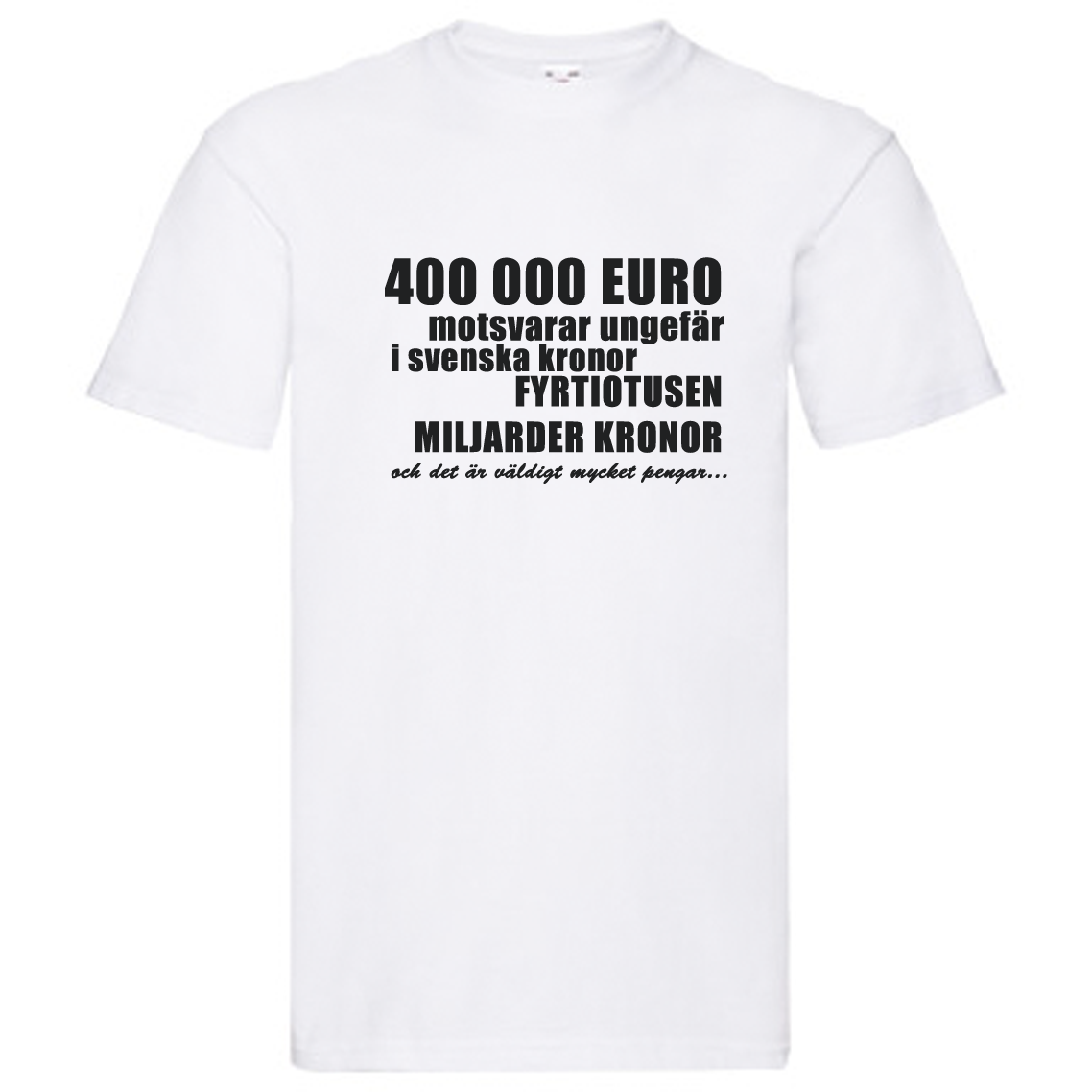 T-Shirt - 400 000 Euro, motsvarar fyrtiotusen miljarder kronor