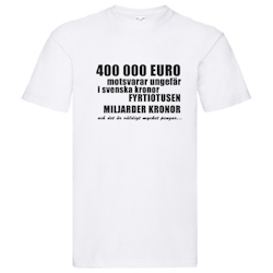 T-Shirt - 400 000 Euro, motsvarar fyrtiotusen miljarder kronor