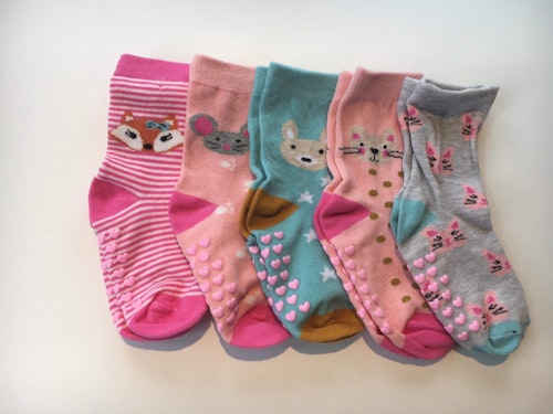 Mixad färger  halkstrumpor 5 -pack  rosa