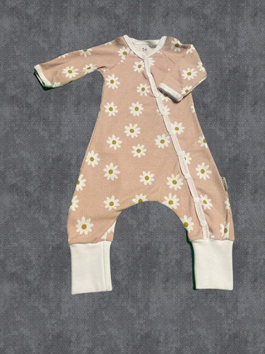 Baggydress ribbad trikå blommor
