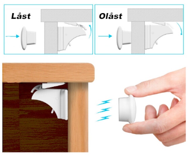 Osynligt Barnlås 10-pack till Skåp och Lådor - Lugna Föräldrar