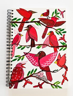 Tryckt skrivbok - fåglar röd