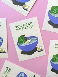 Vykort - Happy Ramen (grön)