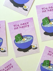 Vykort - Happy Ramen (rosa)