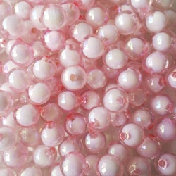 Runda pärlor Halvborrade 15mm - Rosa / Vit