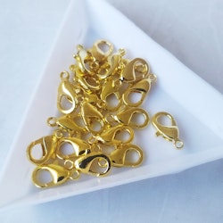 10-Pack! Smyckeslås (12mm) Karbinhake Klolås - Guld