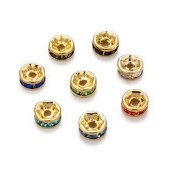 (15st) Spacer Beads / Mellanpärlor 6mm - Guld Färgmix