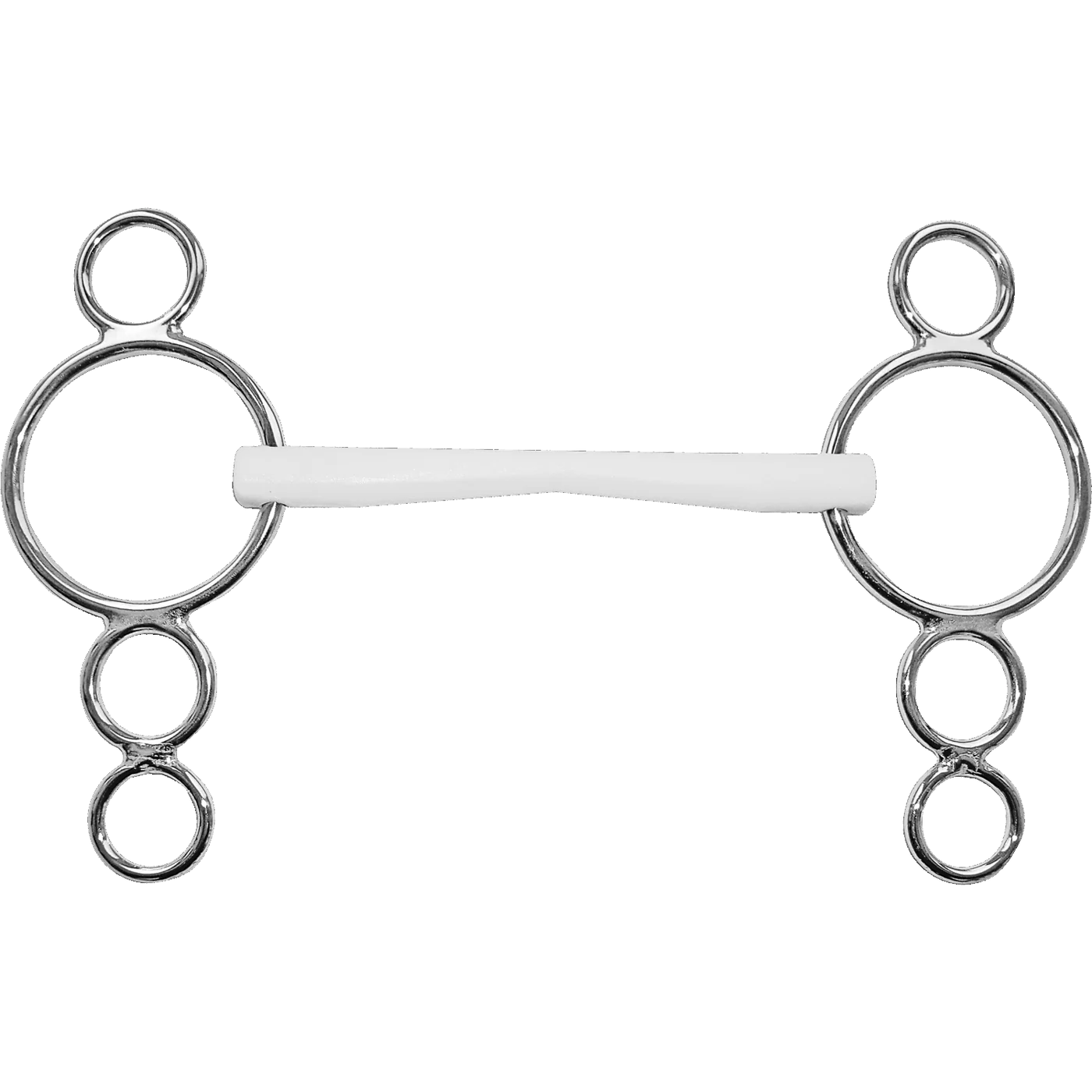 Duo Show Jumping bit "Vienna" 16 mm side parts 2 rings bottom - Plastic white