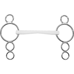 Duo Show Jumping bit "Vienna" 16 mm side parts 2 rings bottom - Plastic white
