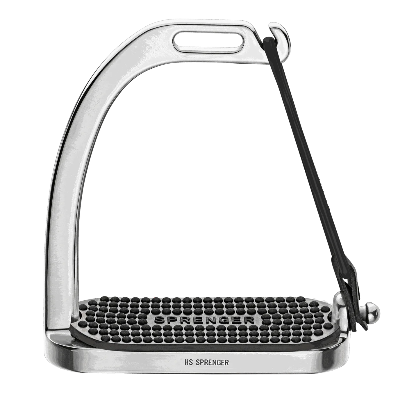 Peacock Stirrups with rubber ring - Stainless steel, size 120 mm with white rubber pad