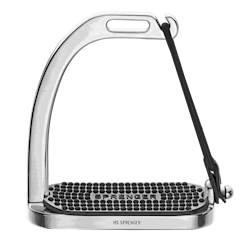 Peacock Stirrups with rubber ring - Stainless steel, size 110 mm with white rubber pad