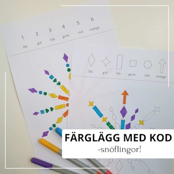 Färglägg med kod - snöflingor
