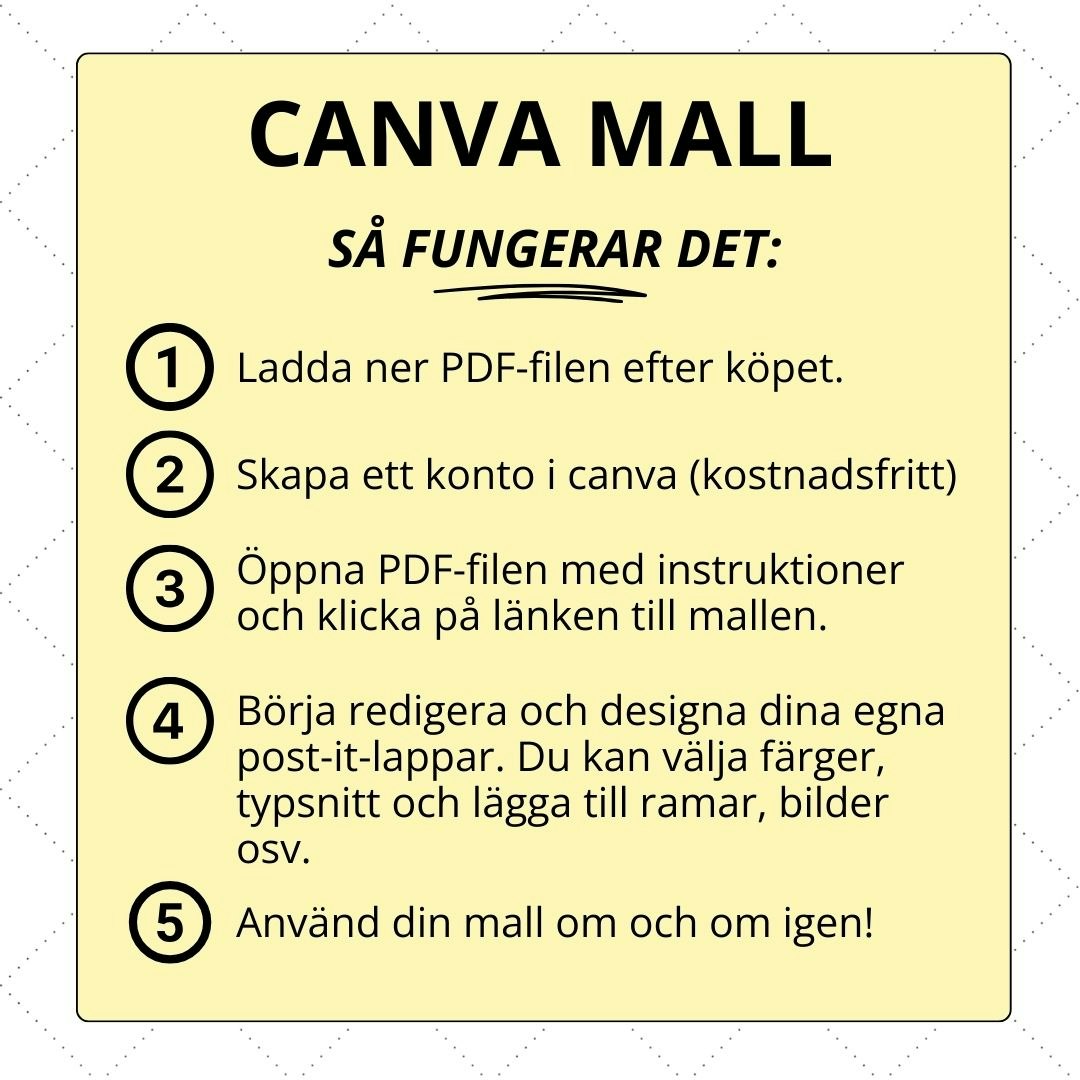 Skriv ut på post-it-lappar: canva-mall