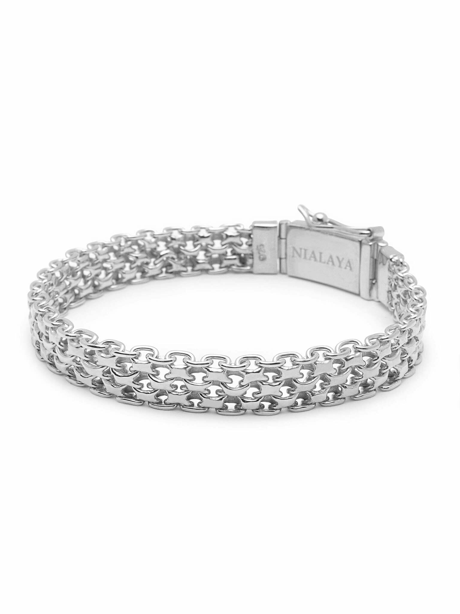 Nialaya Man Silver Star Chain Bracelet