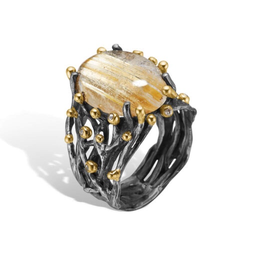 By Birdie Ring Ponte Rutile Quarts