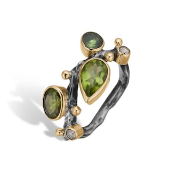 By Birdie Grace Single Stones Green Mix Ring