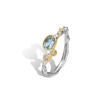 By Birdie Grace Single Blue Aqua Faceted Ring