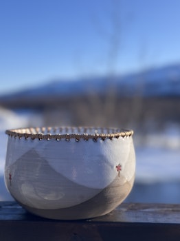 Skål serie fjäll med rotkant och ledkryssdekor.
