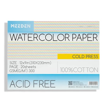 MEEDEN 100% Cotton akvarellblokk 12x9in