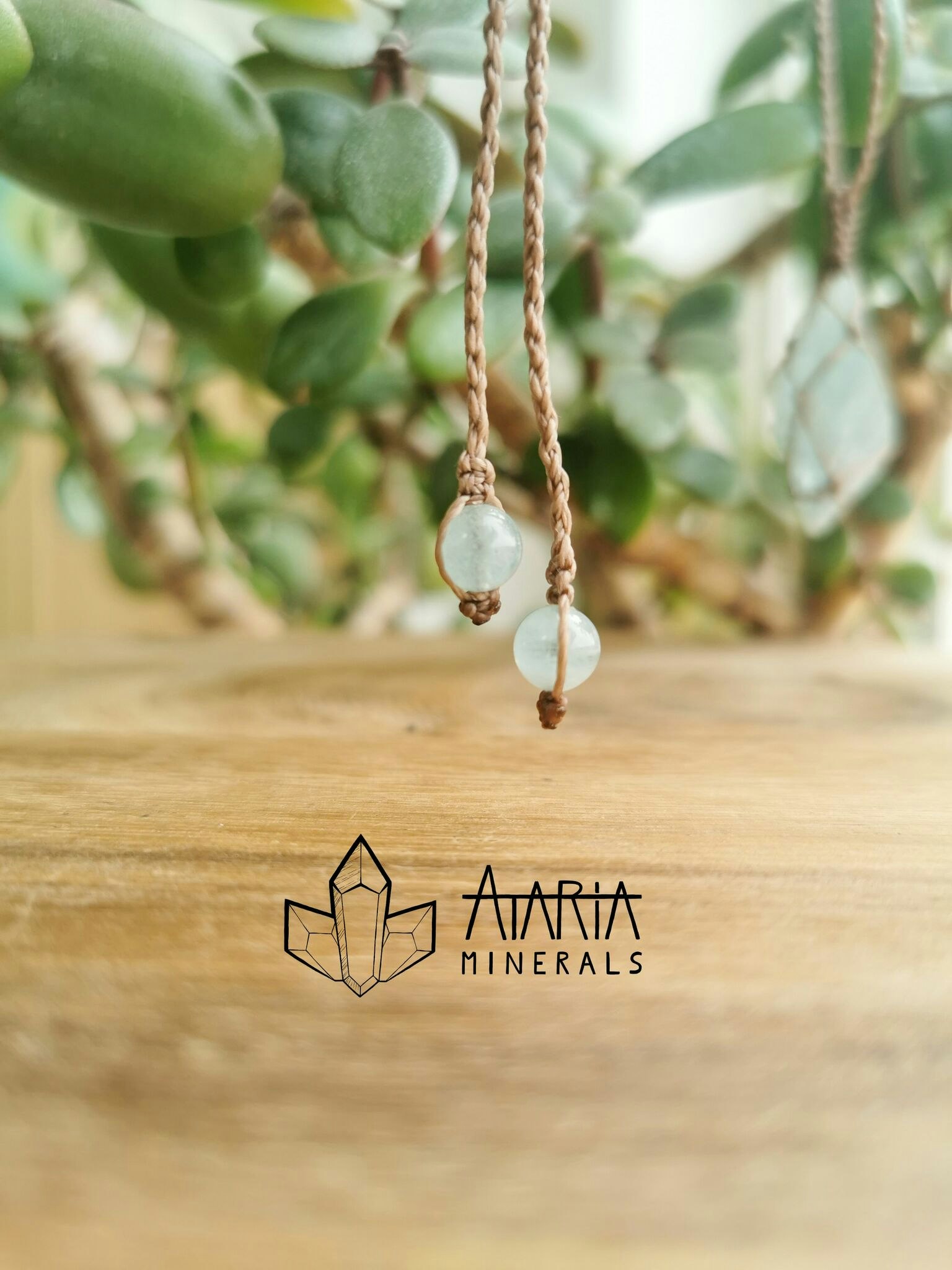 Macramé halsband akvamarin