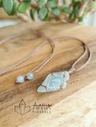 Macramé halsband akvamarin