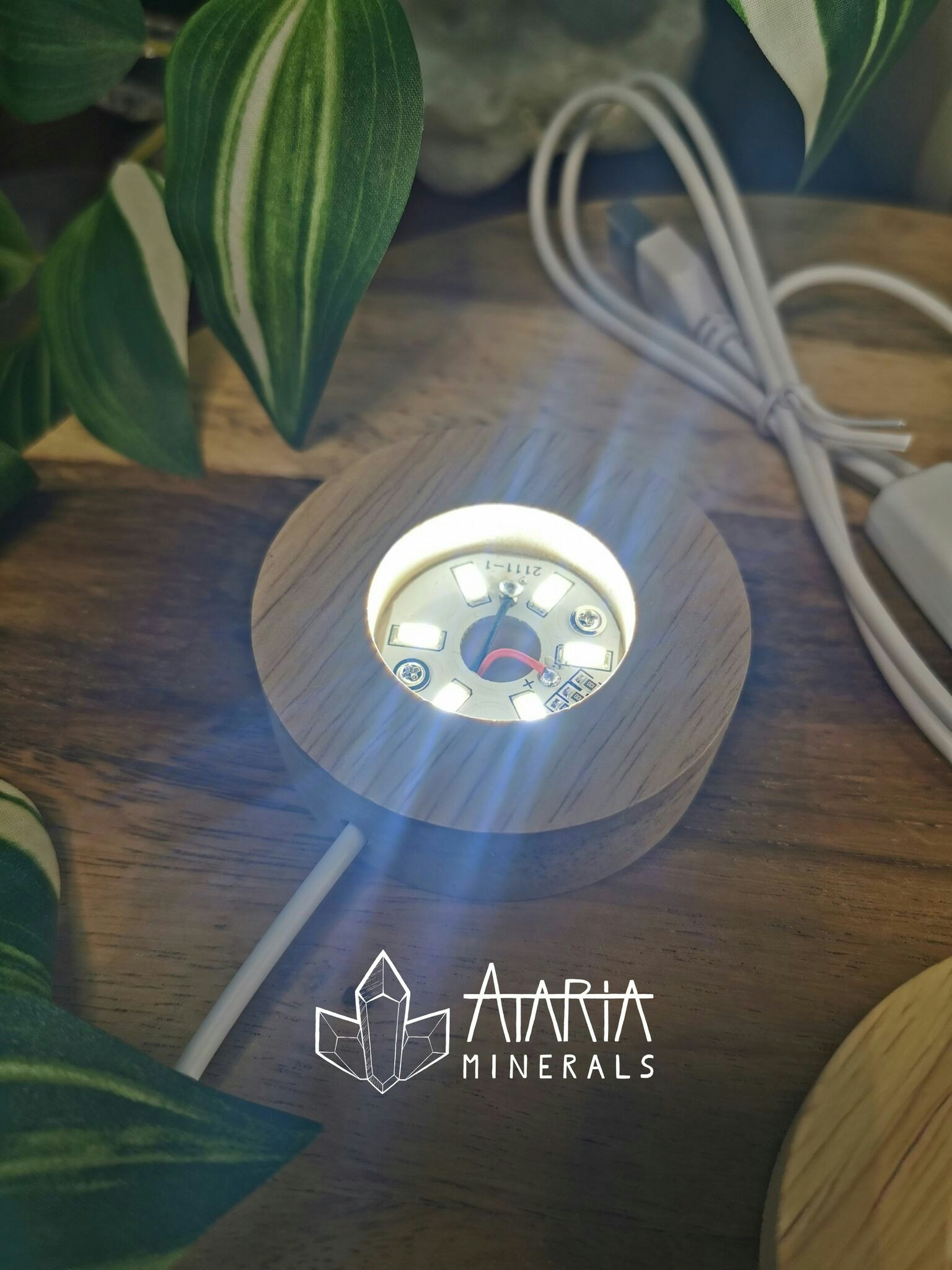 Kristallställ trä med lampa