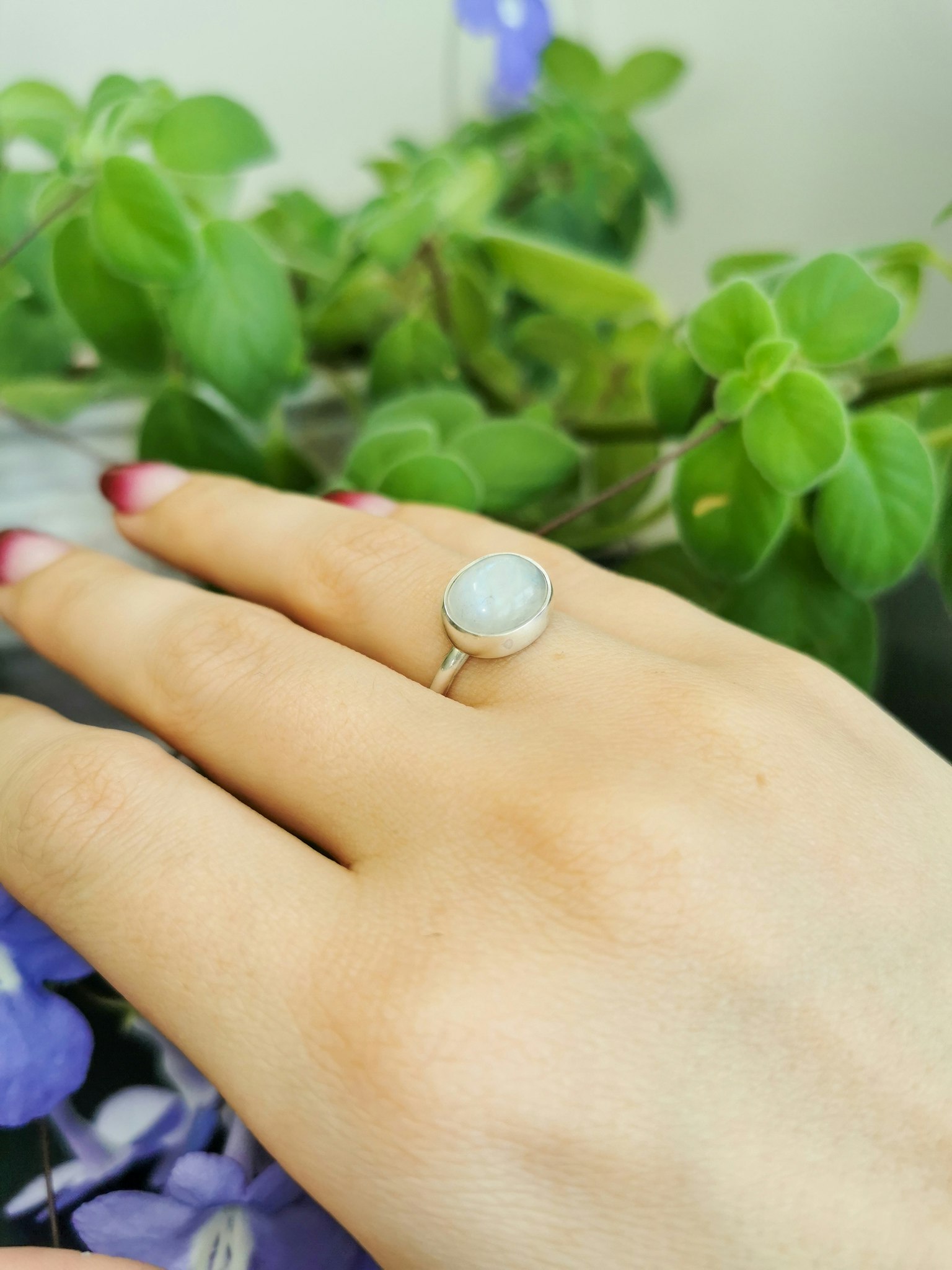 Månsten sterling silver ring oval stl 16.5