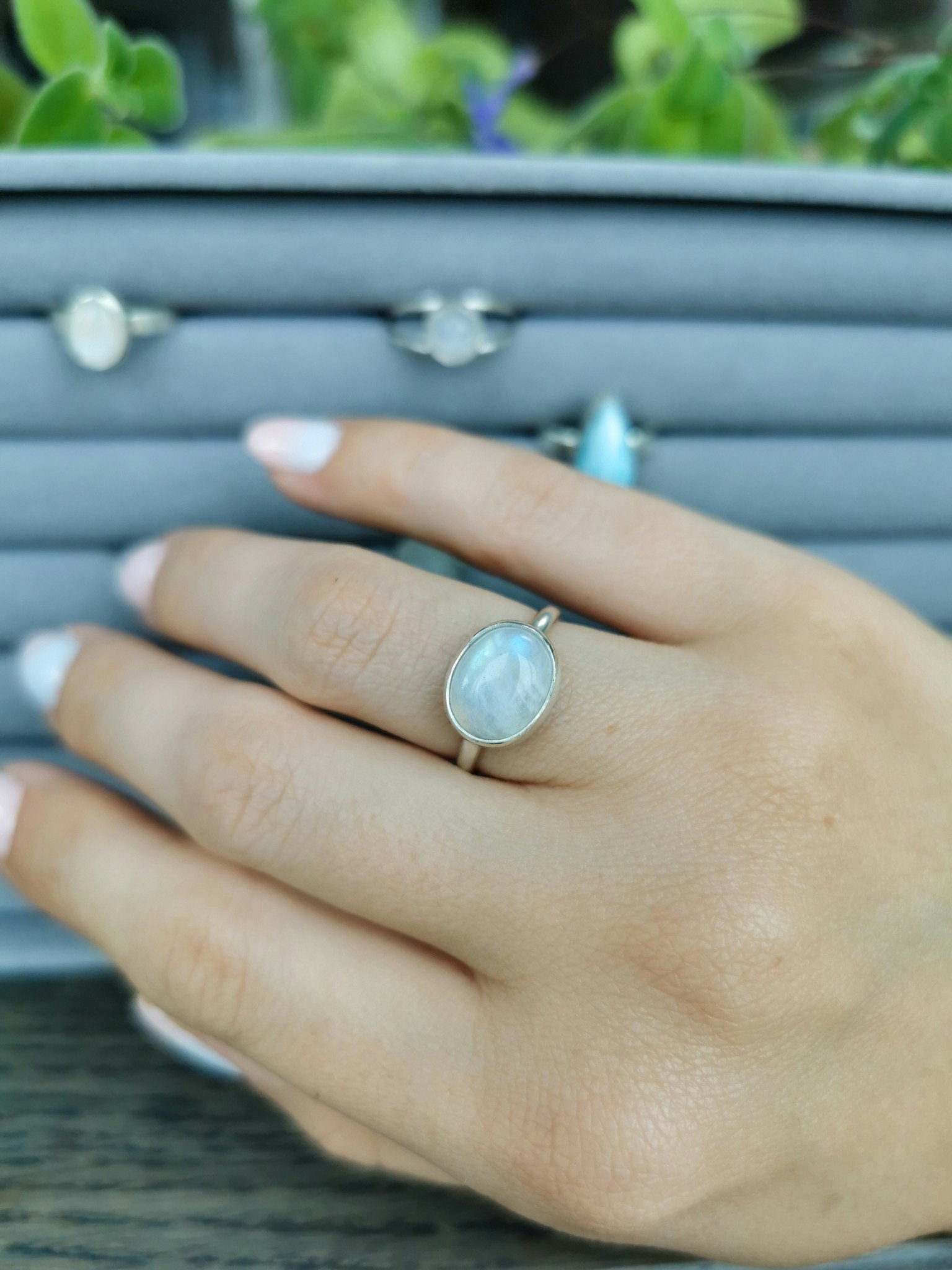 Månsten sterling silver ring oval stl 16.5