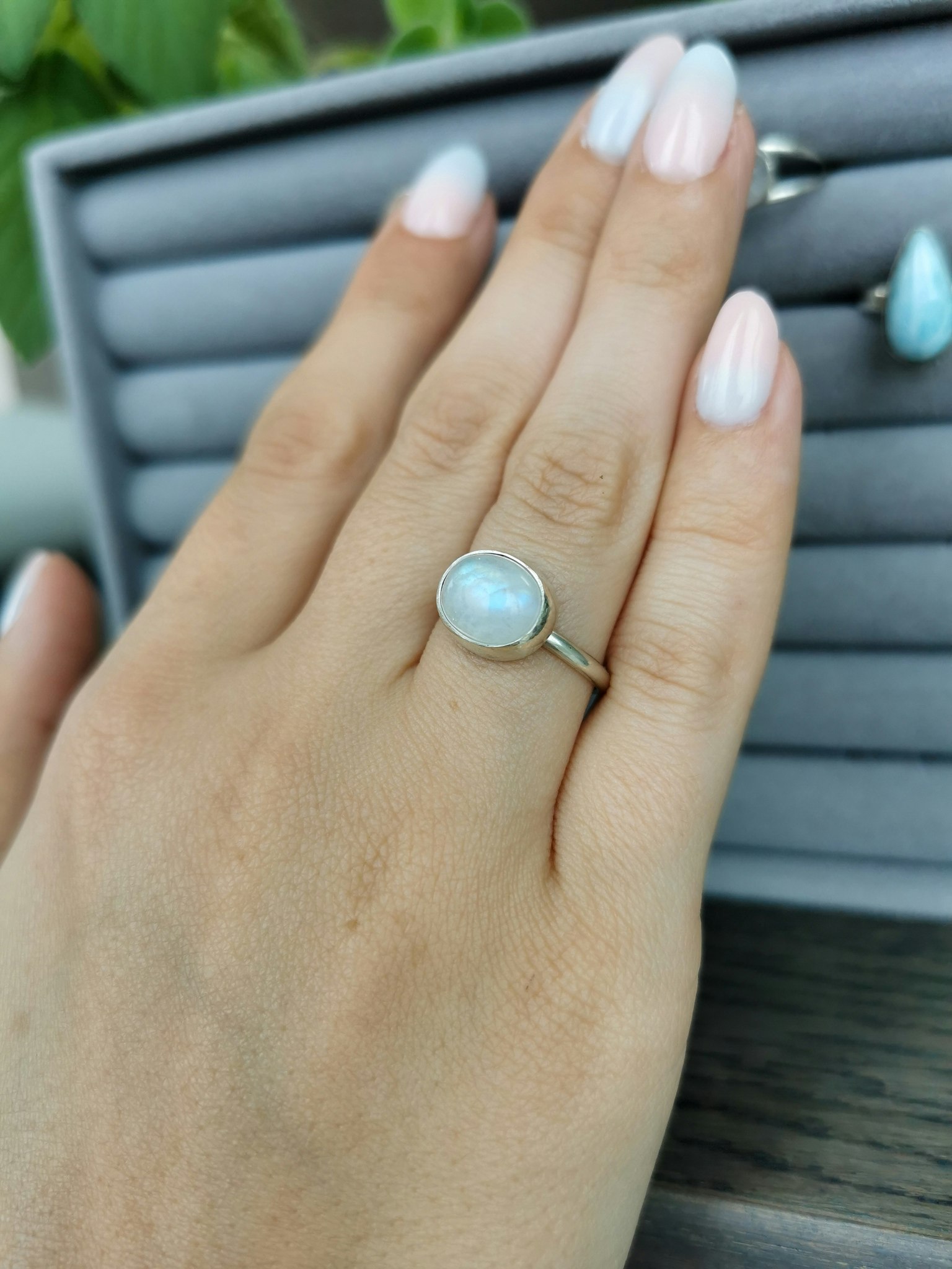 Månsten sterling silver ring oval stl 16.5