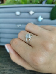 Månsten sterling silver ring delat band stl 17.5