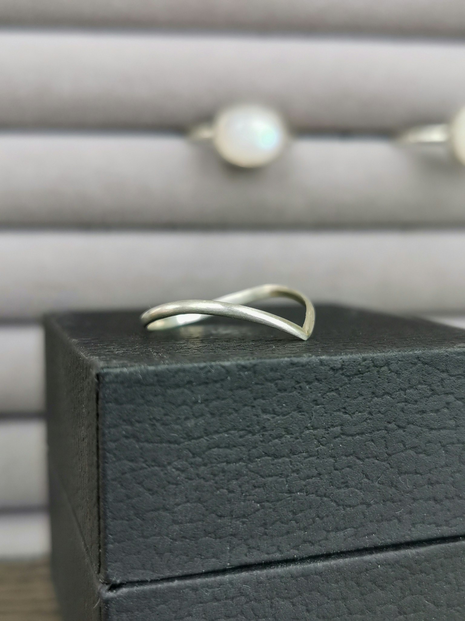 Sterling silver ring wishbone stl 16.5