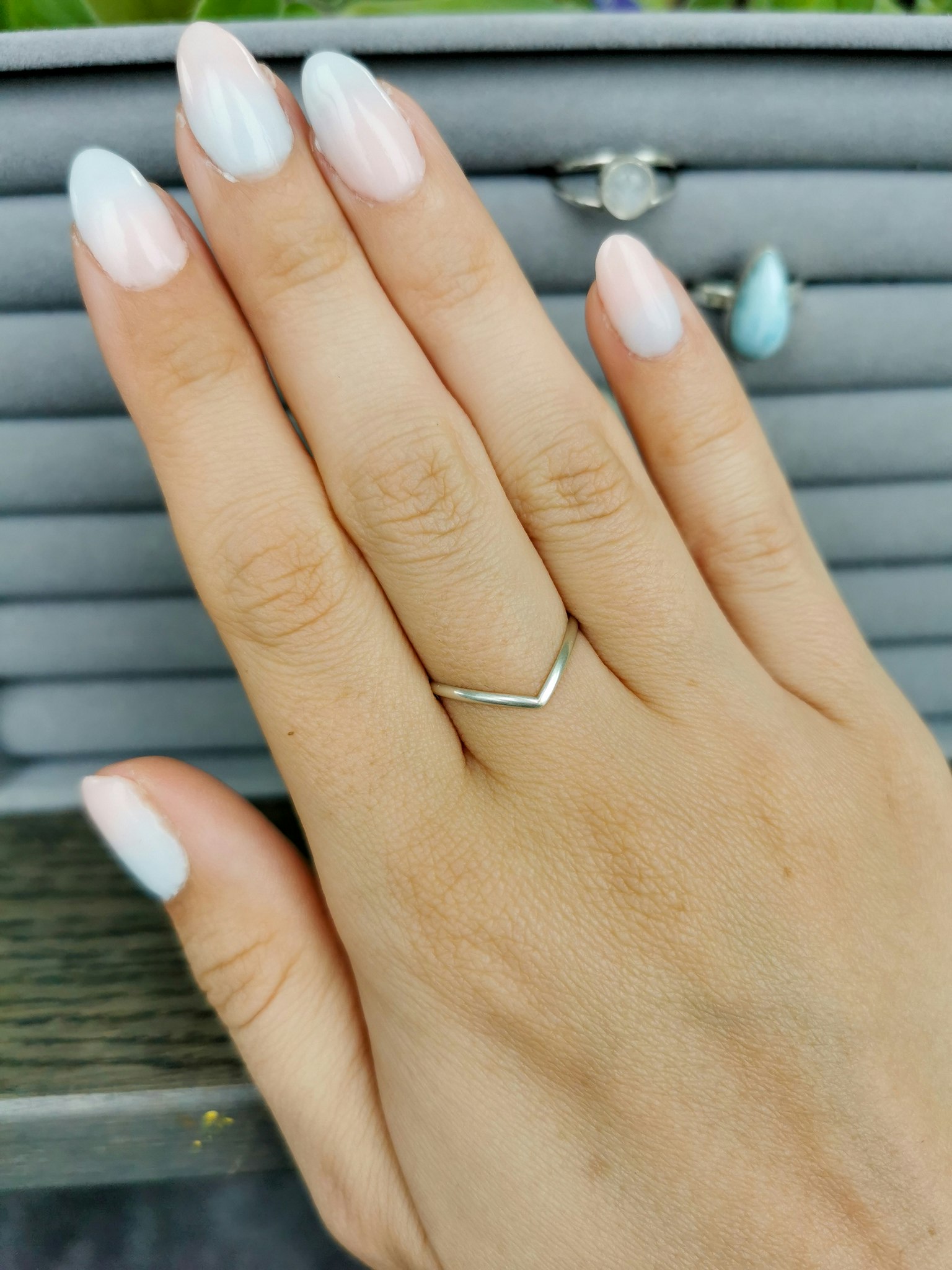 Sterling silver ring wishbone stl 16.5