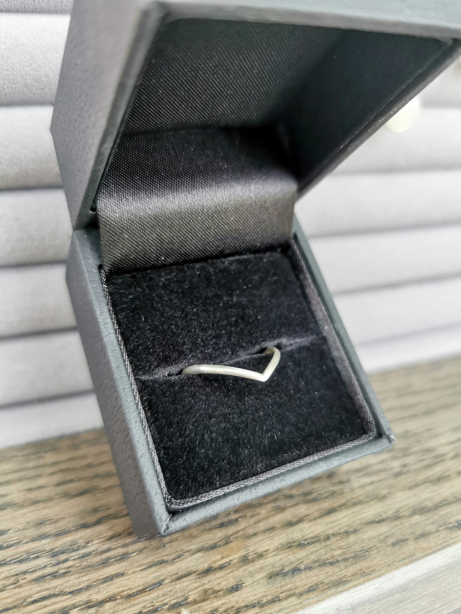 Sterling silver ring wishbone stl 16.5