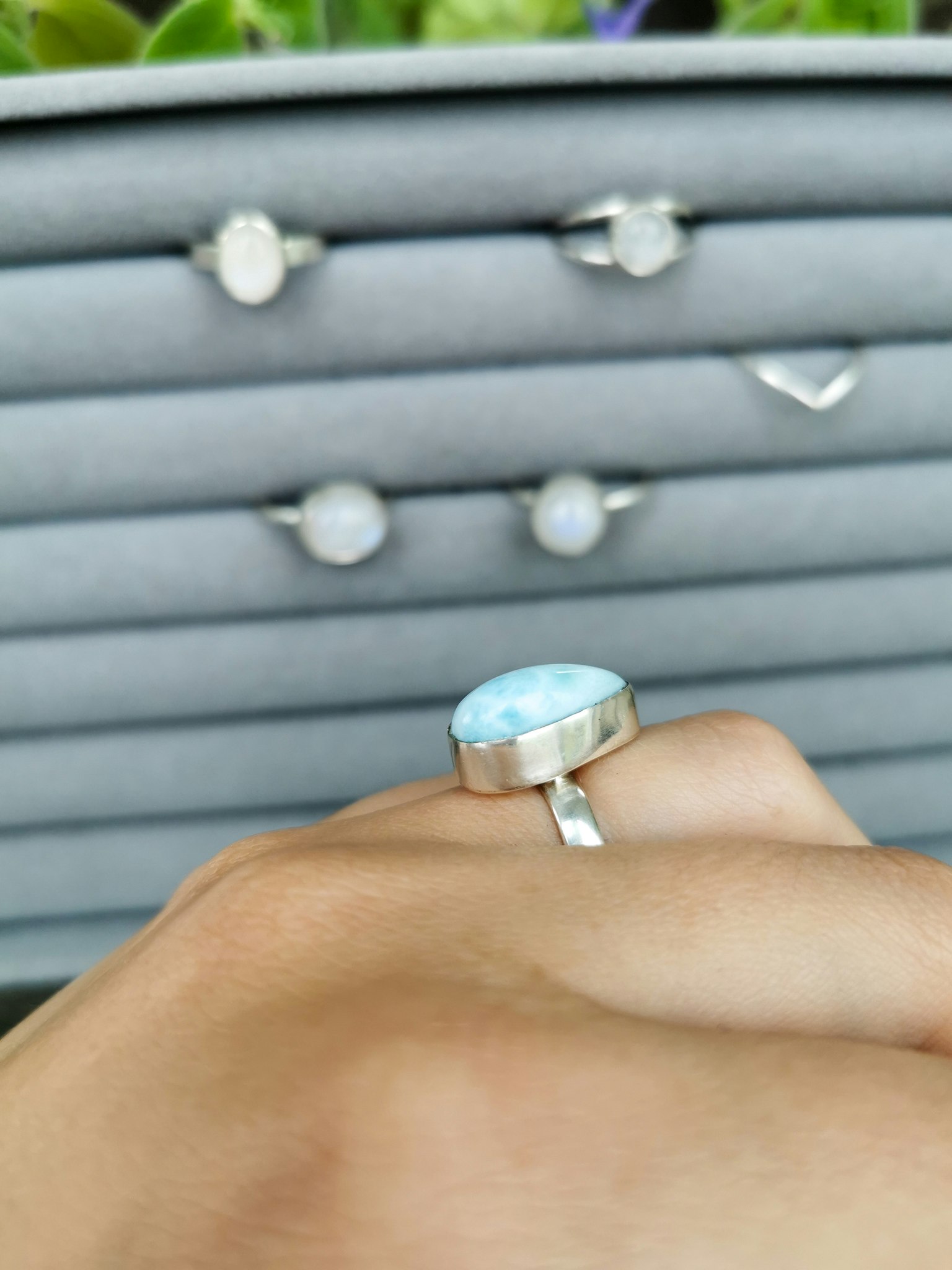 Sterling silver ring larimar droppe stl 15