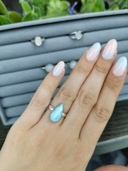 Sterling silver ring larimar droppe stl 15